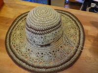 ペーパーフラワーレースハット　つば広ハット　ブラウン