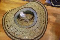 ペーパーフラワーレースハット　つば広ハット　ブラウン